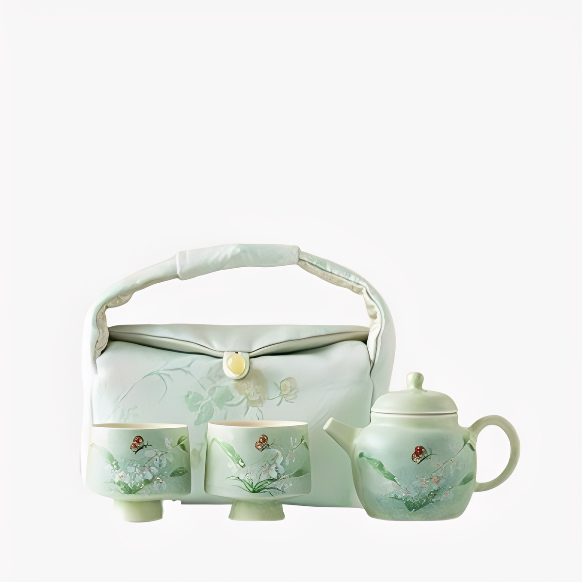 Orchid Butterfly Office Portable Tea Set